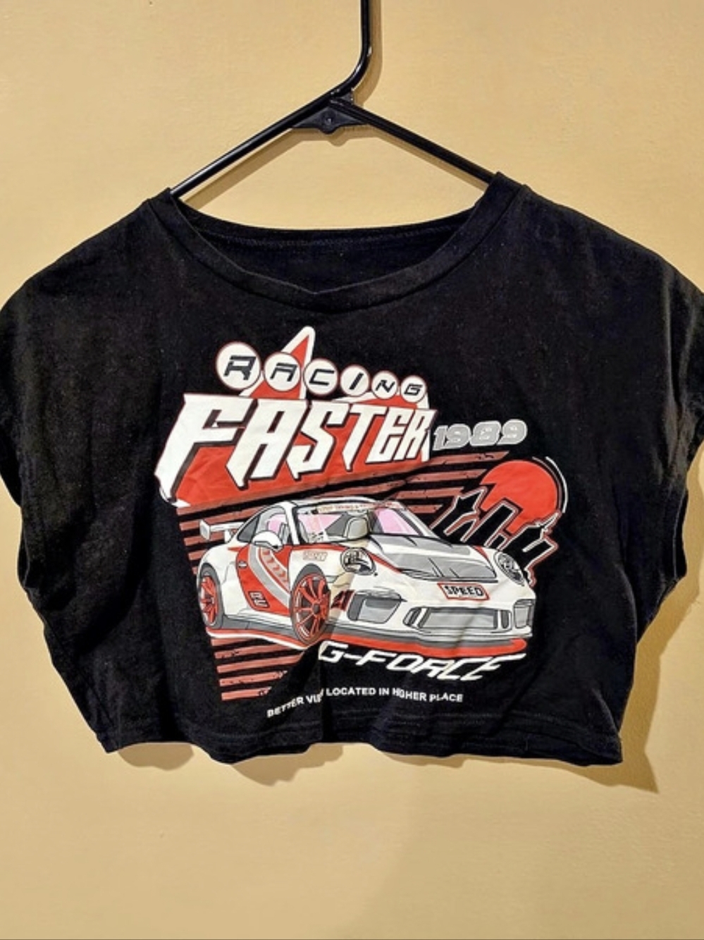 SHEIN Graphic Crop Top in Black & Red Size Small